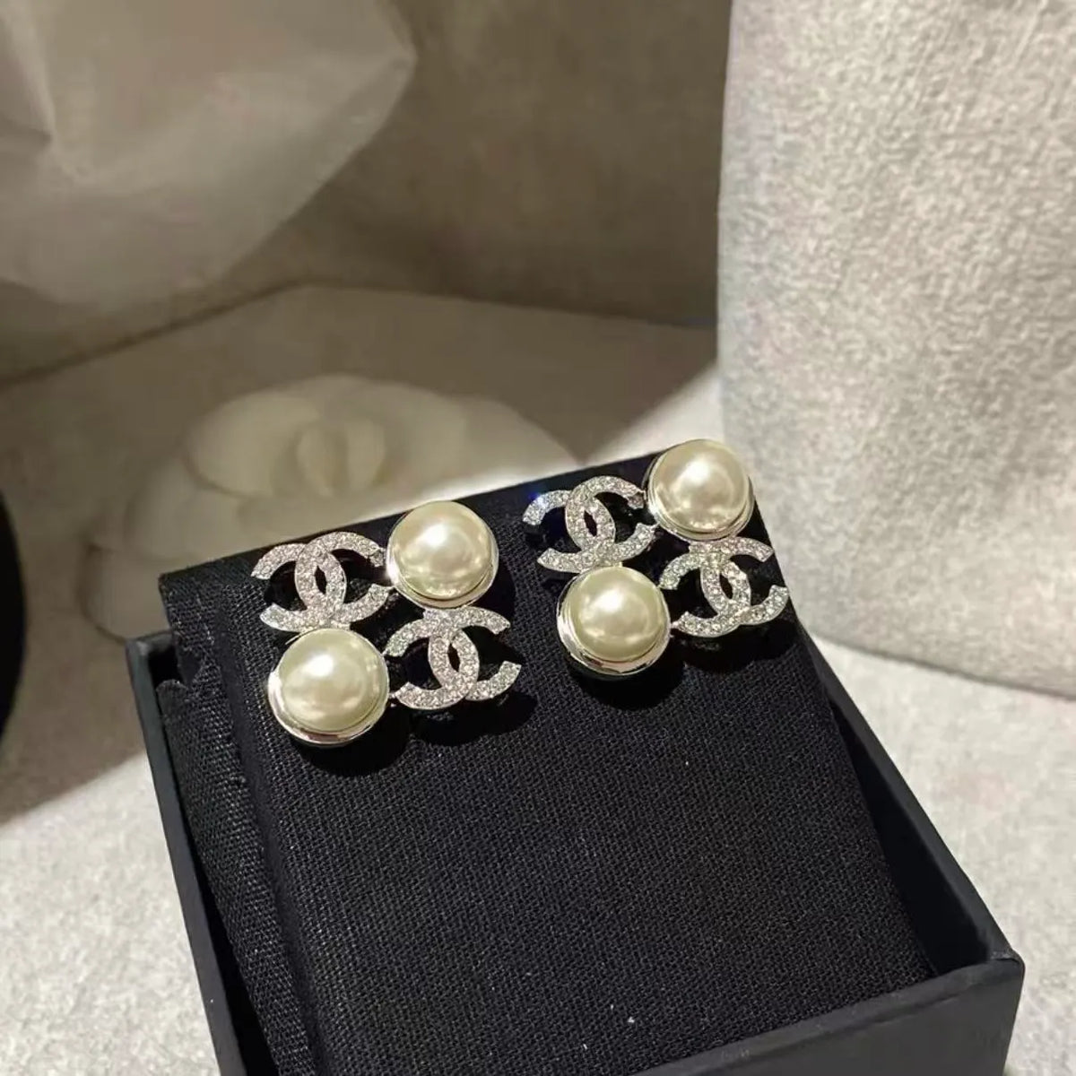 Pearl Embellished Crystal Earrings