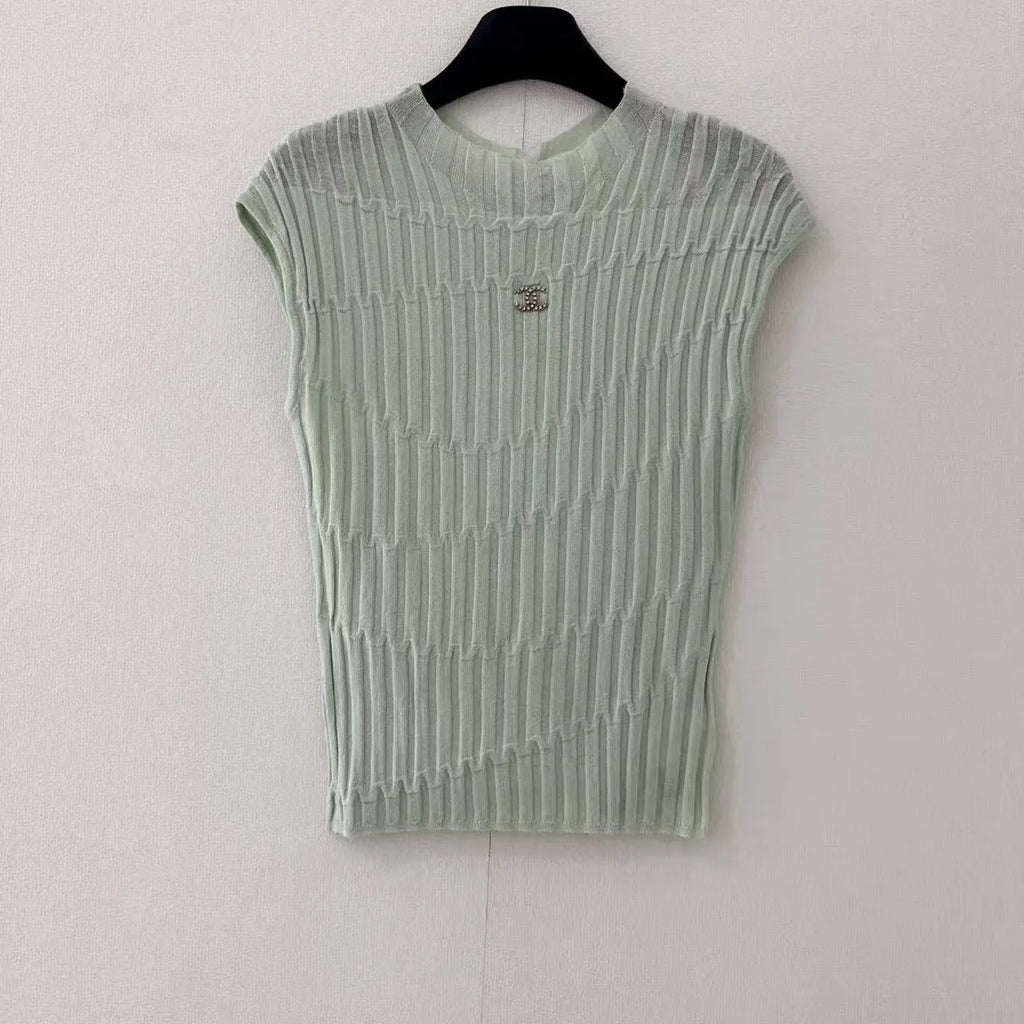 Mock Neck Ribbed Knit Top