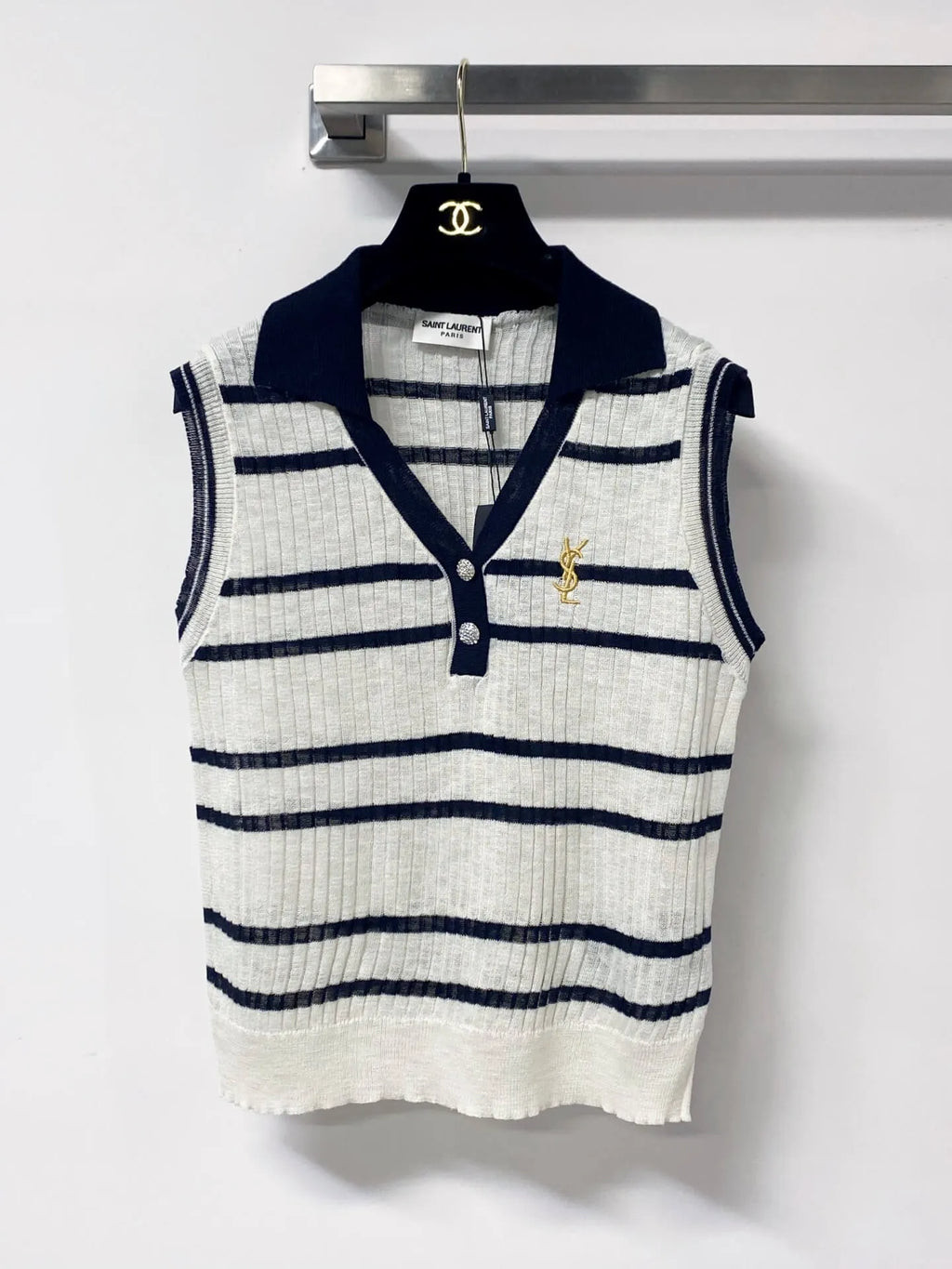 Vintage Striped Collar Knit Vest