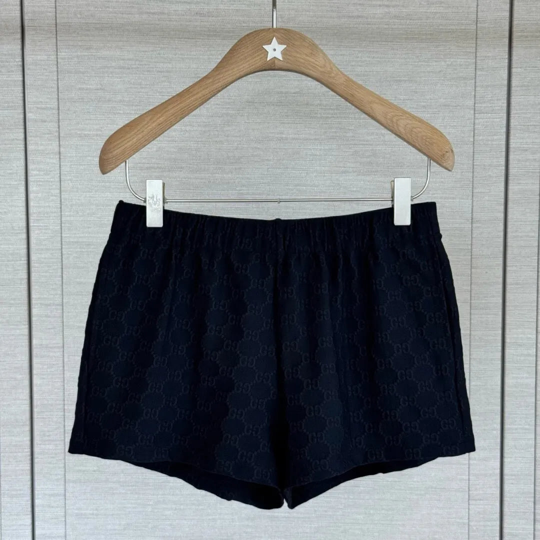 Elastic Waist Jacquard Mini Shorts