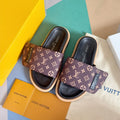Classic Hook-and-Loop All-Over Print Brown Sandals
