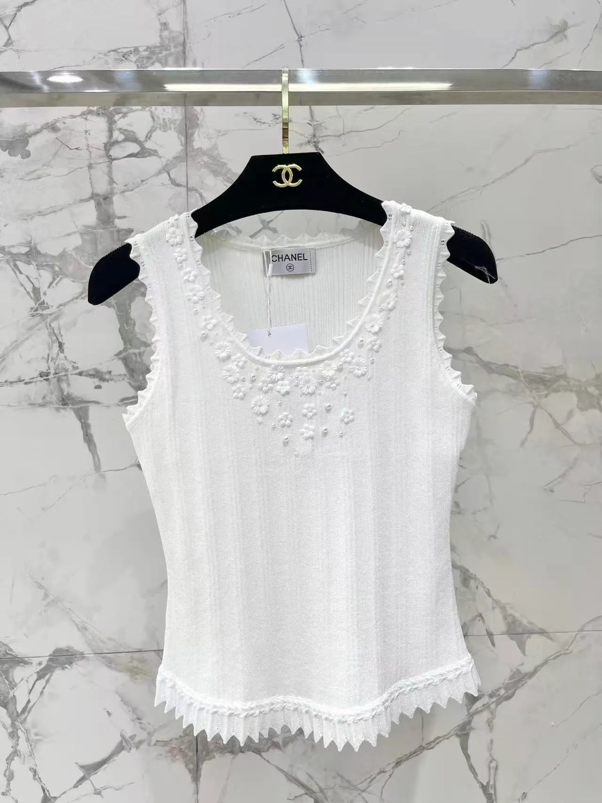 Embellished Floral Knit Vest