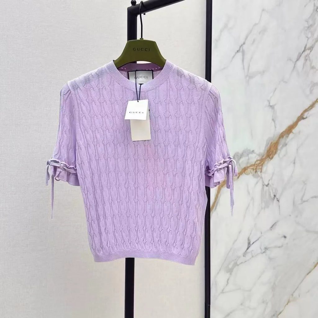 Cable Knit Short Sleeve Top