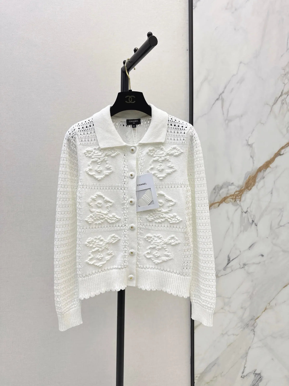 Hollow Embroidery Knit Cardigan