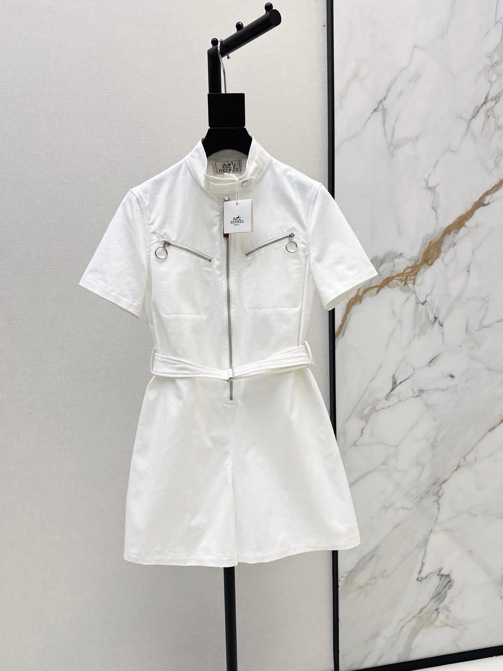 Belted Zipper Casual Jumpsuit