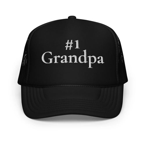 #1 Grandpa Embroidered Foam Trucker Hat White