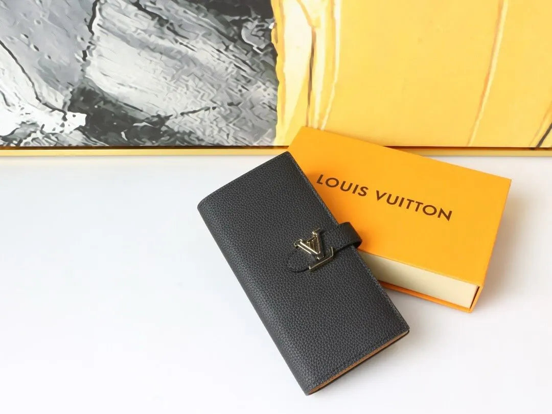 Textured Metal-Buckled Long Wallet