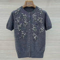 Intricate Beadwork Cashmere Top