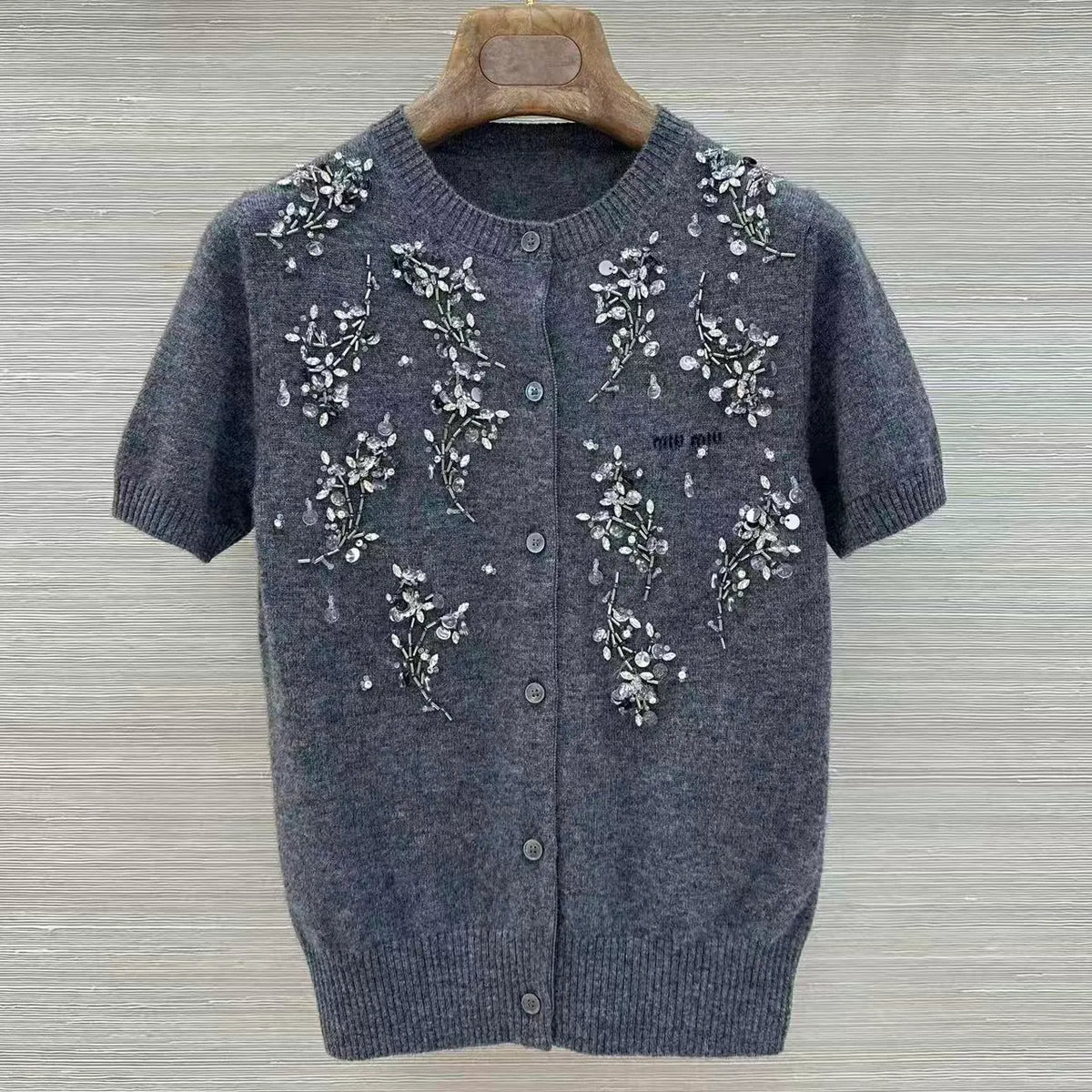 Intricate Beadwork Cashmere Top