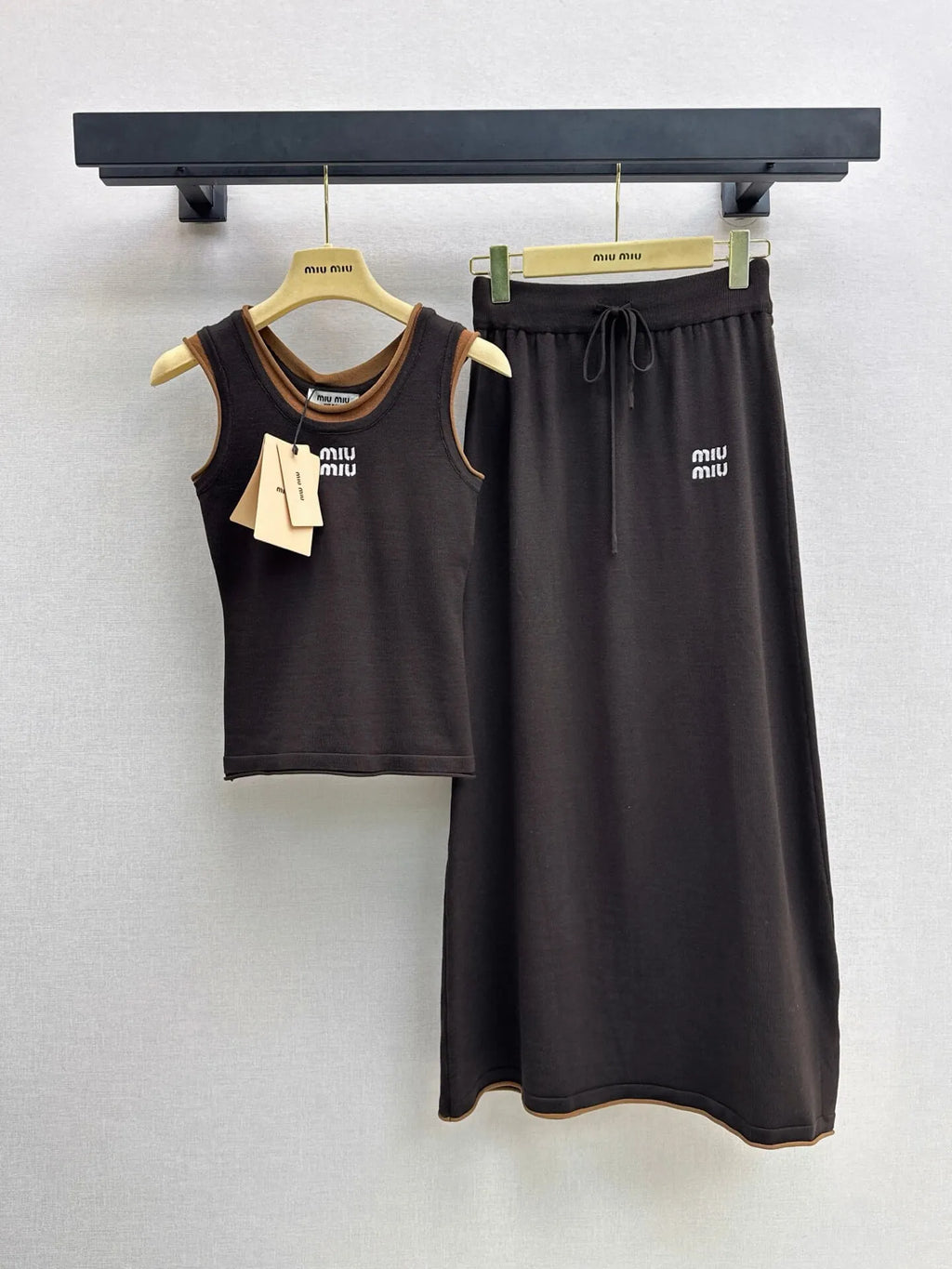 Contrast Trim Tank and Midi Skirt Set