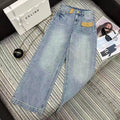 Embossed Wide Leg Jeans