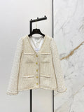 Patchwork Tweed Jacket V-Neck