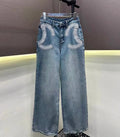 Symmetrical Pocket Embroidery Jeans
