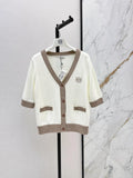 Contrast Rib Half Sleeve Cardigan