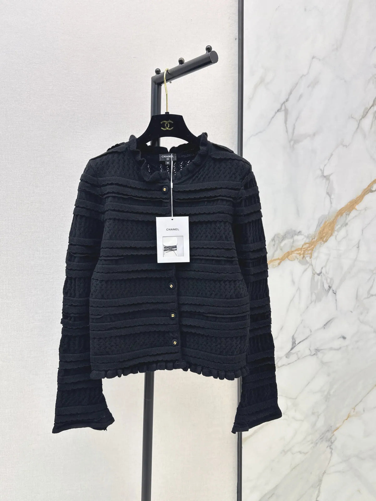 Ruffle Layered Knit Cardigan