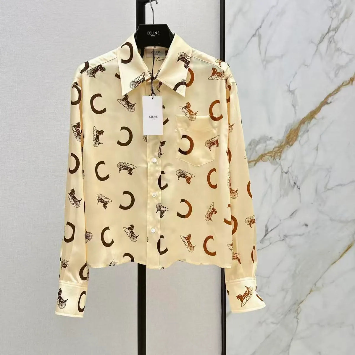Satin Carriage Print Shirt