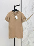 Scalloped Cutwork Hem Shift Dress