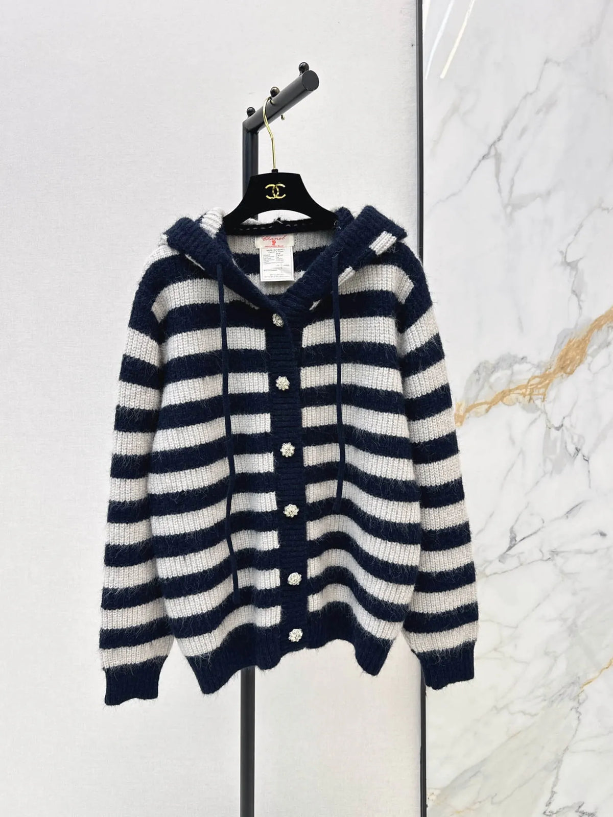 Stripe Button Knit Jacket