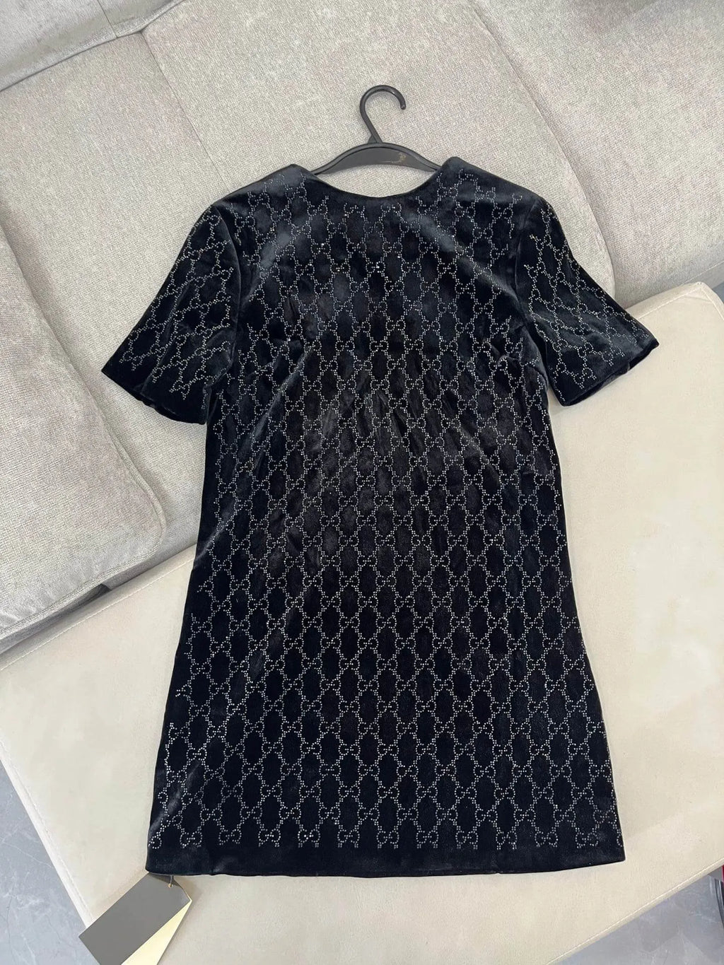 Rhinestone Velvet Mini Dress