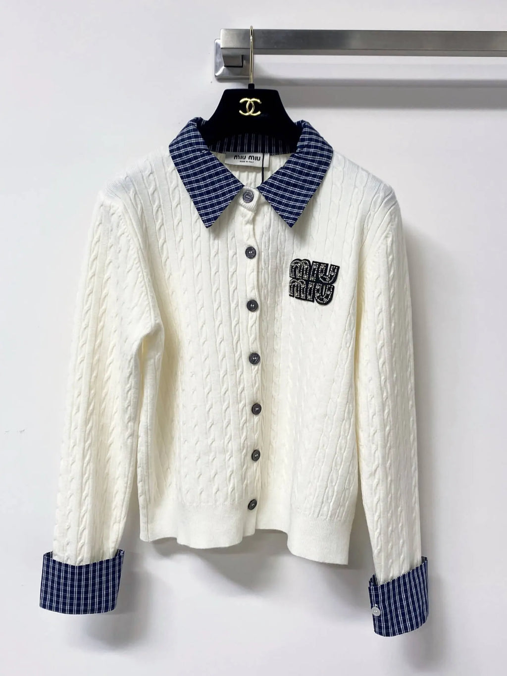 Scallop Neck Hollow Panel Rib Knit Top