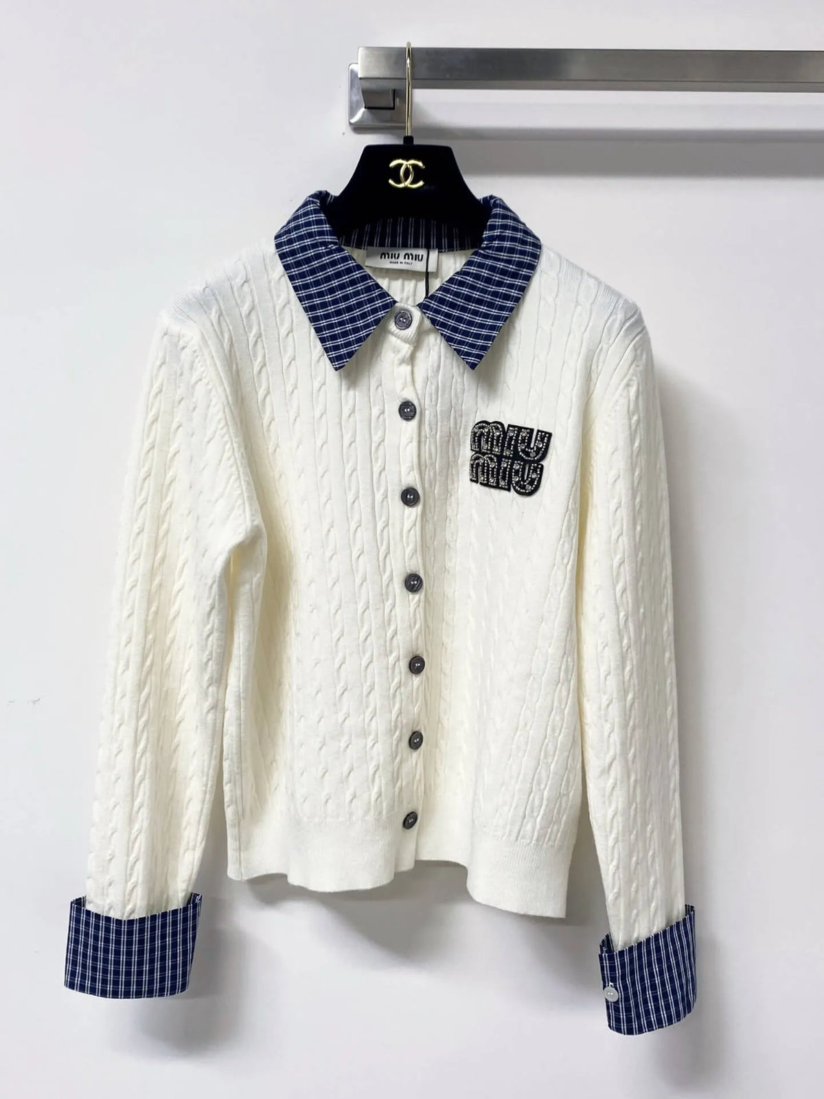 Scallop Neck Hollow Panel Rib Knit Top