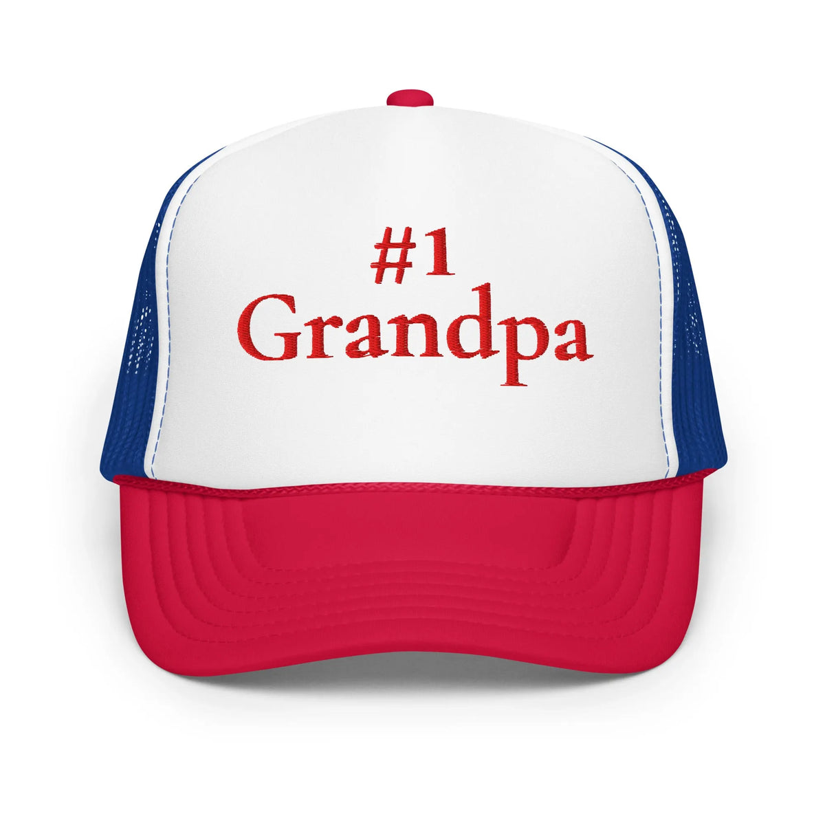 #1 Grandpa Embroidered Foam Trucker Hat Red