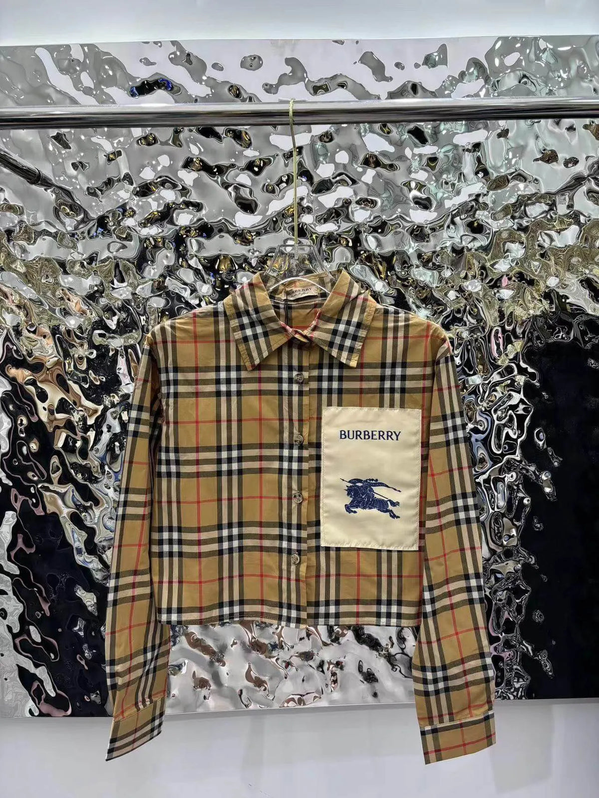 Vintage Check Cropped Long Shirt