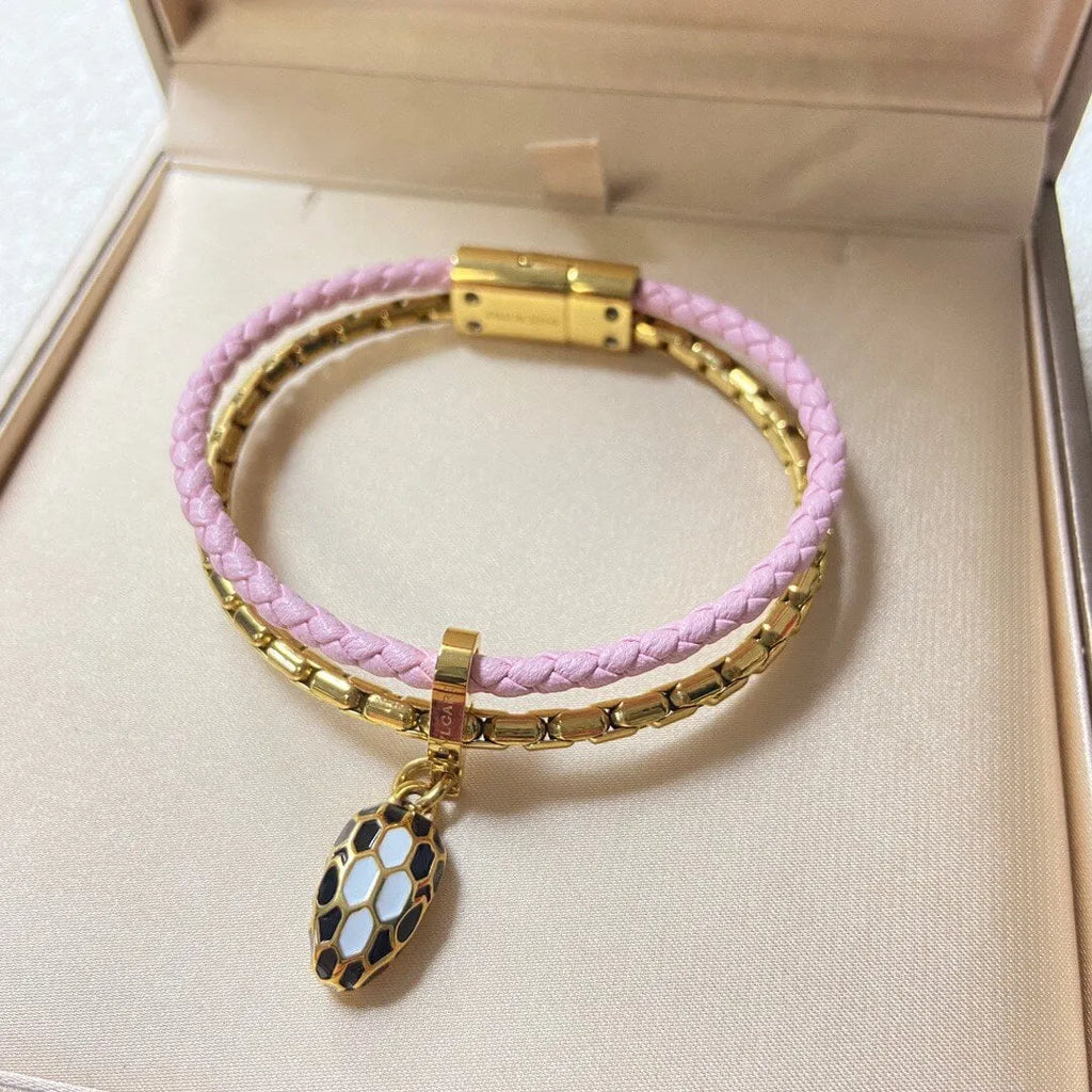 Trendy Snakehead Genuine Leather Braided Bracelet