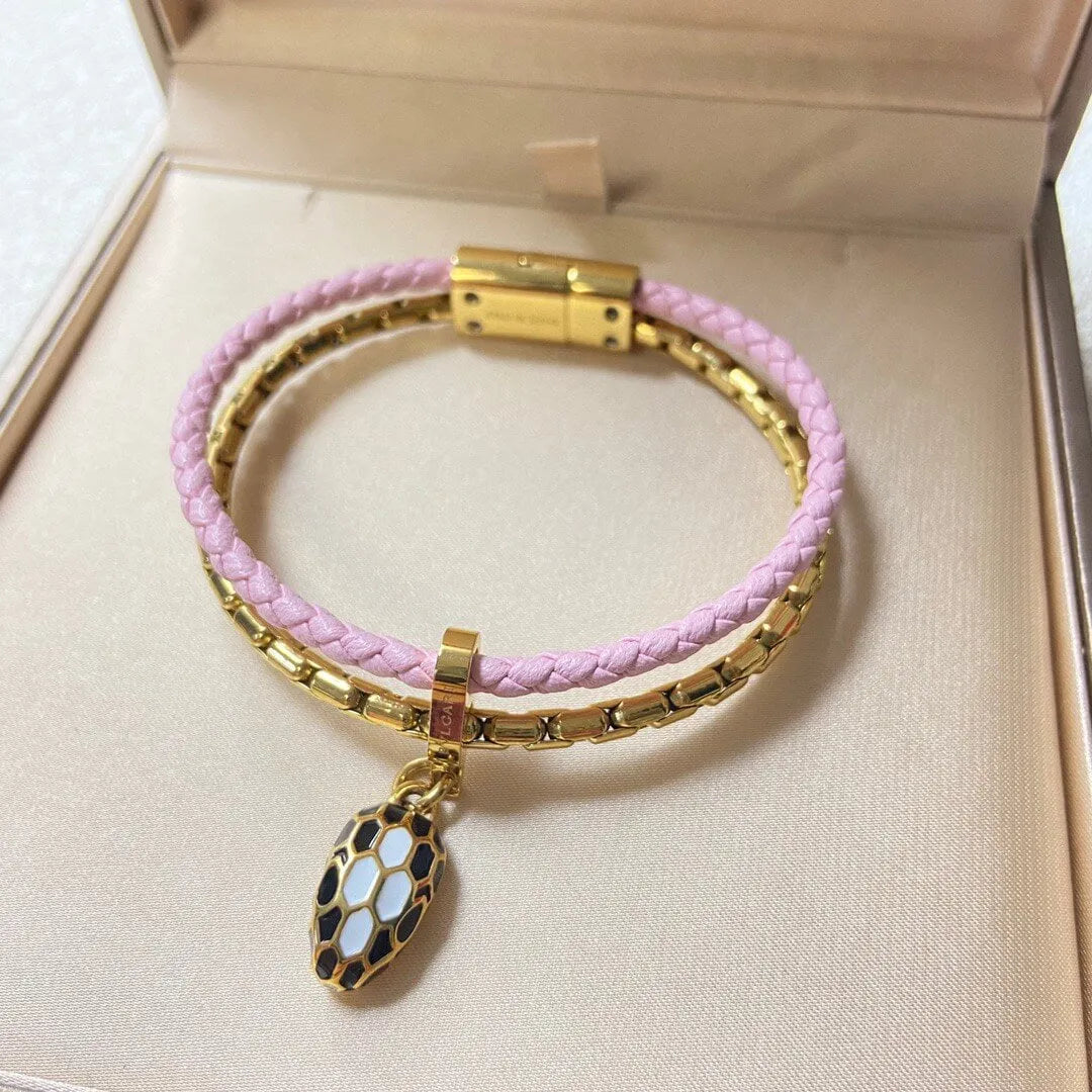 Trendy Snakehead Genuine Leather Braided Bracelet