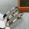 Classic Pavé Lock Charm Open Bangle