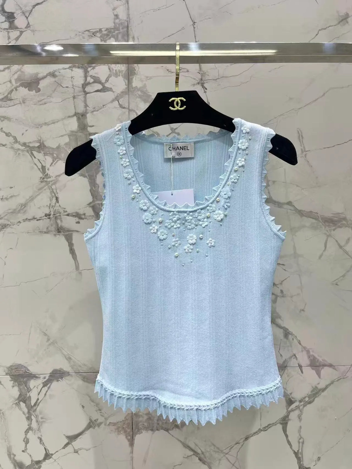 Embellished Floral Knit Vest