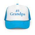 #1 Grandpa Embroidered Foam Trucker Hat Blue
