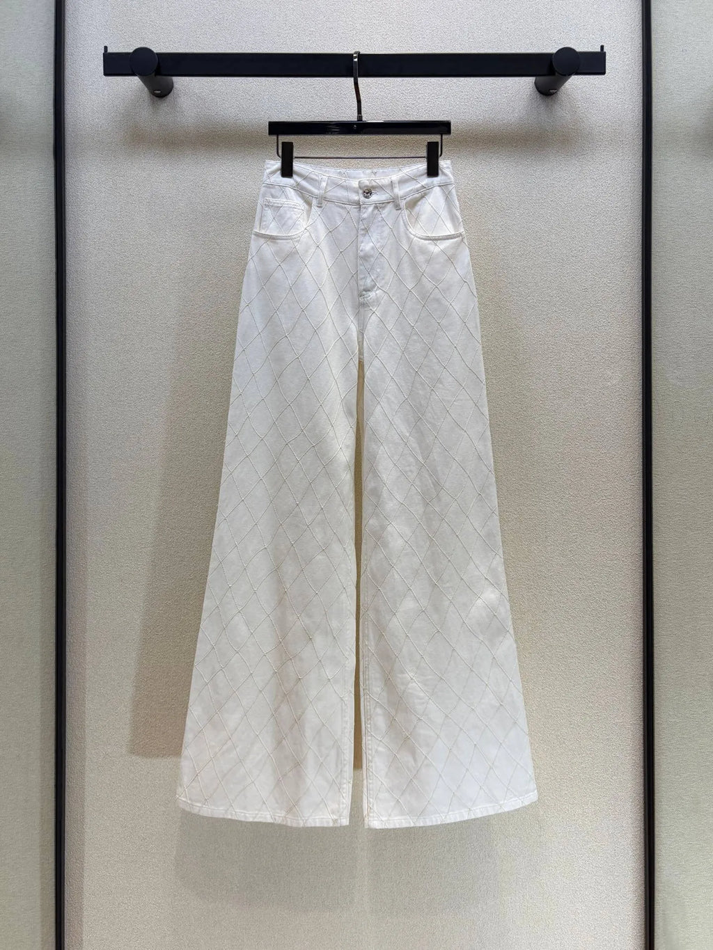 Diamond Stitch Wide Leg Jeans