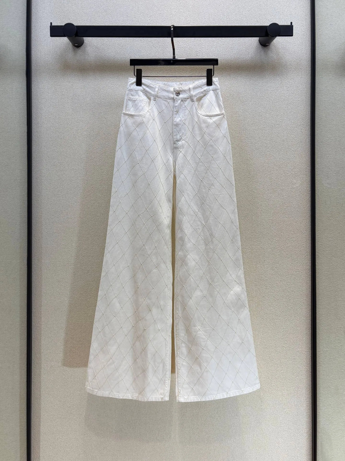 Diamond Stitch Wide Leg Jeans