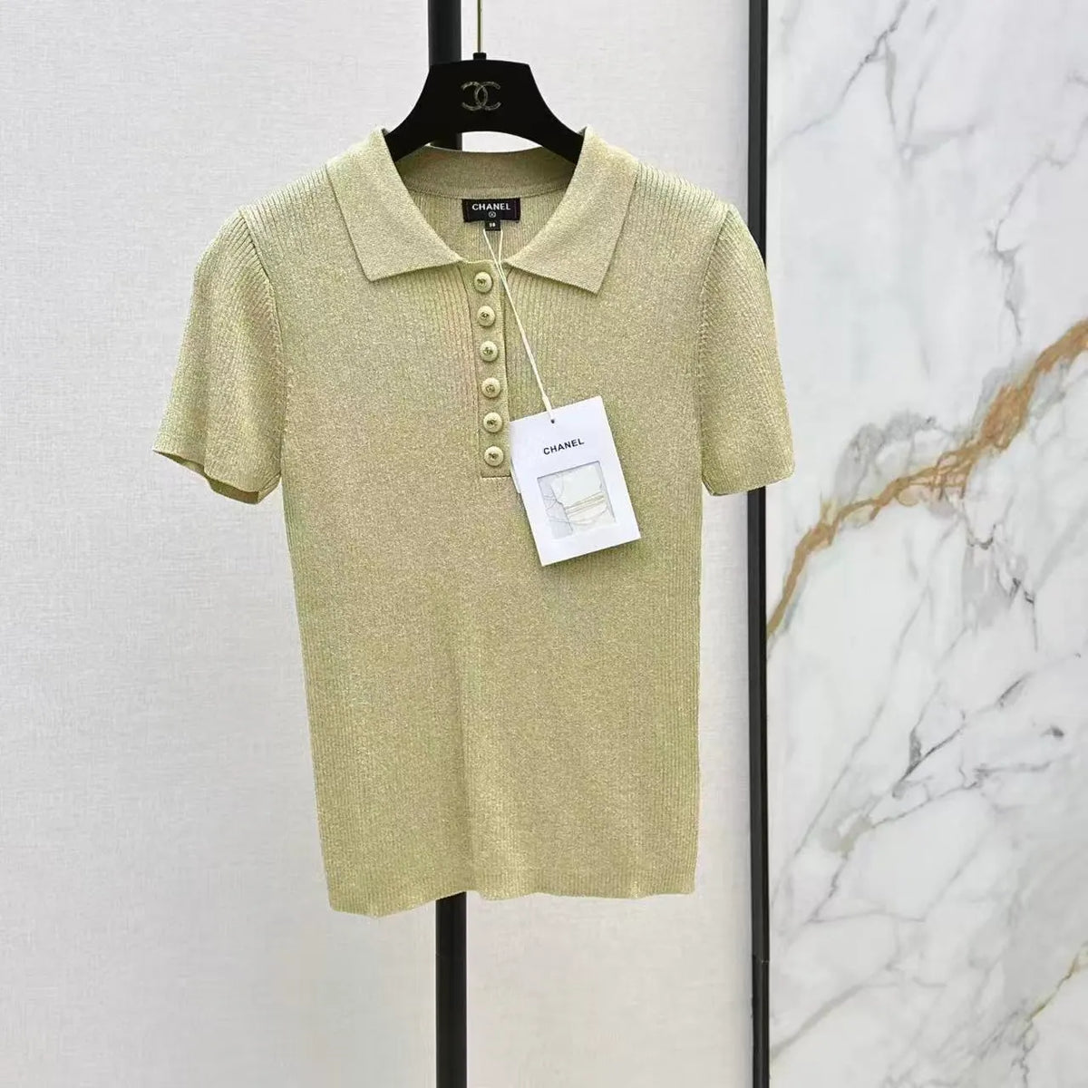 Elegant Metallic Yarn Short Sleeve