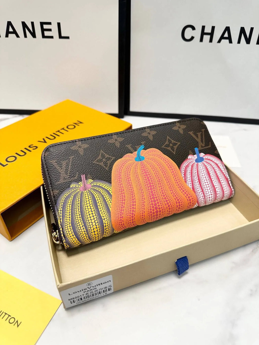 Pumpkin Pattern Zip-Around Long Wallet