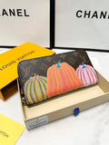 Pumpkin Pattern Zip-Around Long Wallet