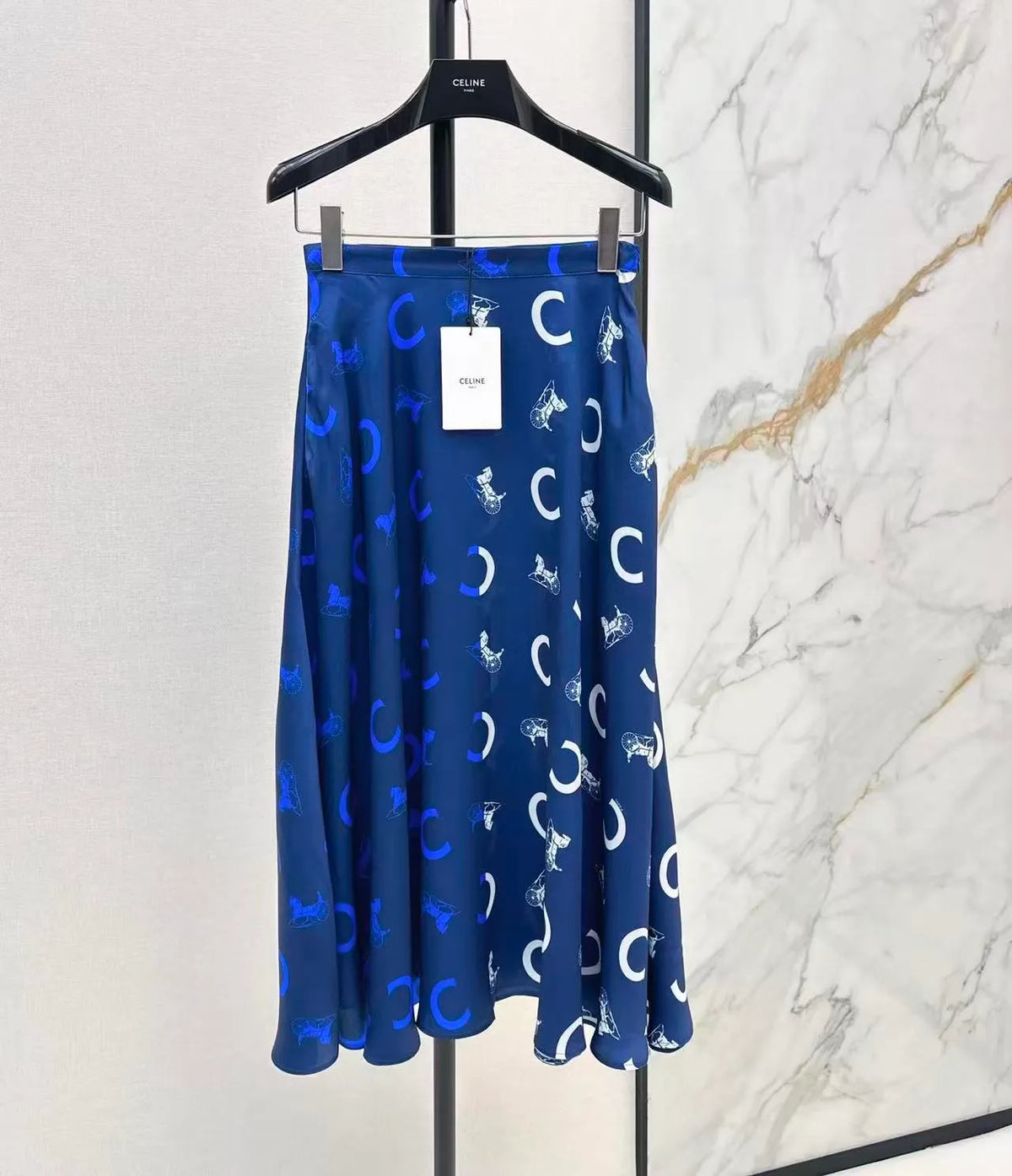 Satin Carriage Print Skirt