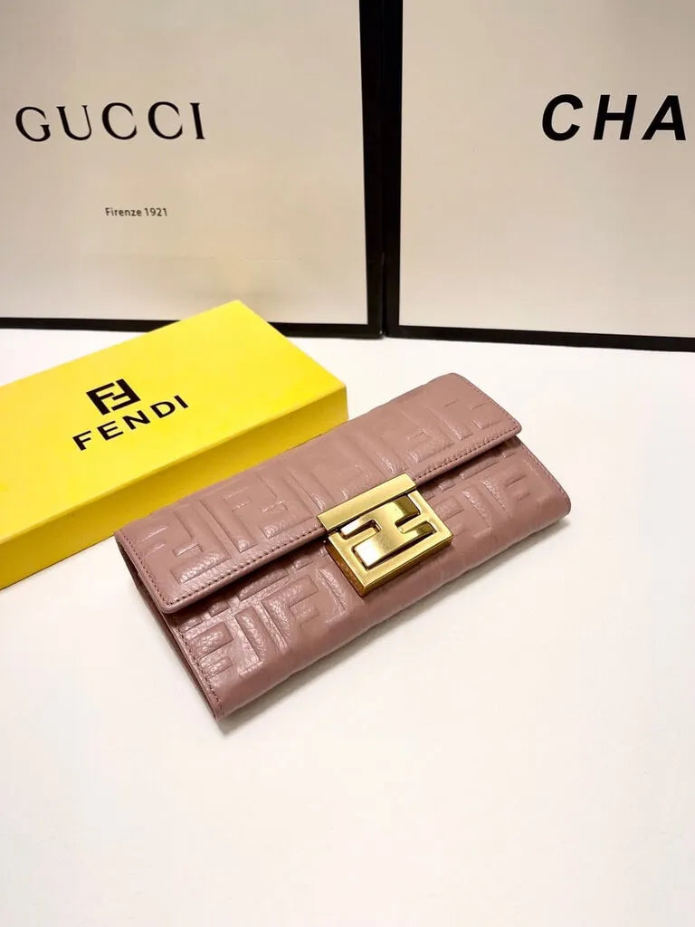 Embossed Metal Buckle Long Flap Wallet