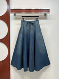 Vintage Wash A-Line Swing Jean Skirt
