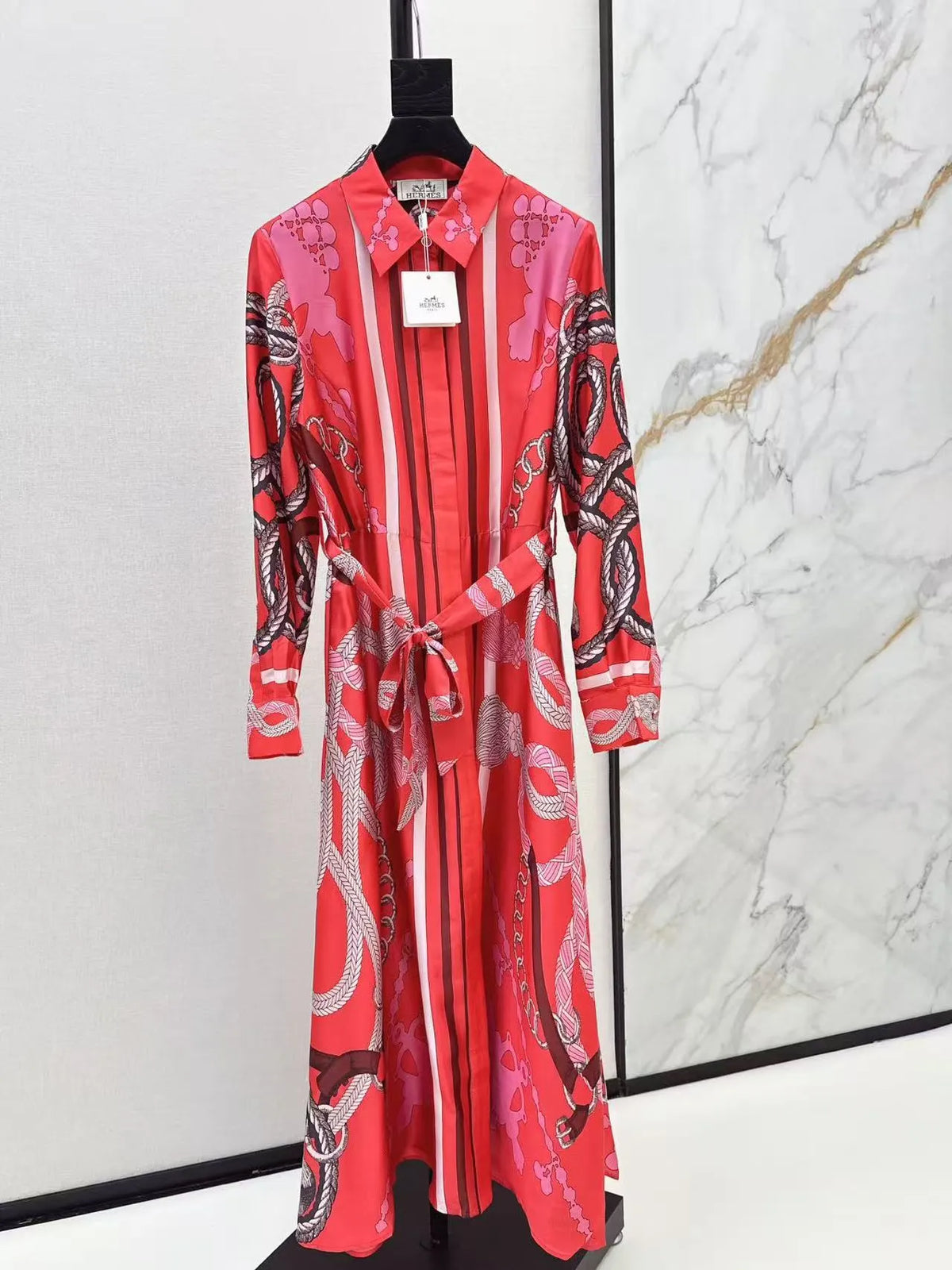 Vintage Print Silk Dress