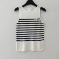 Partial Stripe Round Neck Vest