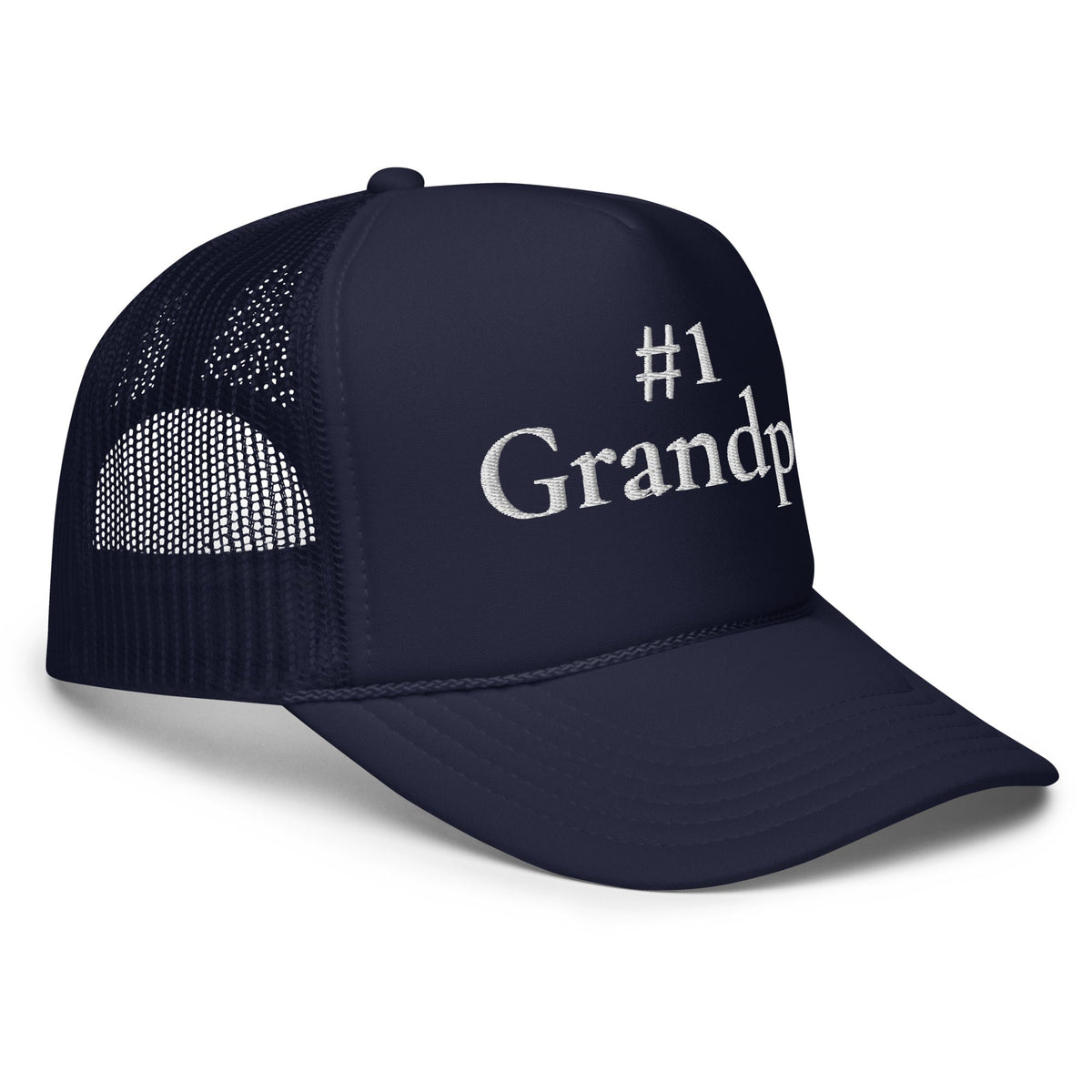 #1 Grandpa Embroidered Foam Trucker Hat White
