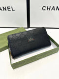 Black Textured Embossed Zip Long Wallet
