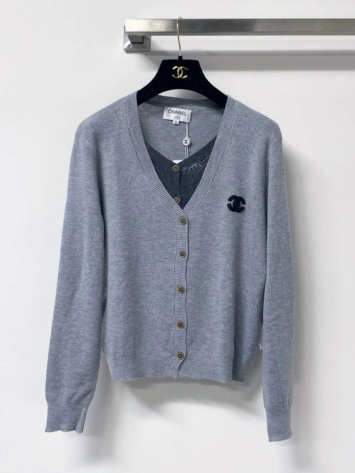 Contrast Fake Two Piece Cardigan