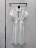 Jacquard Drawstring Midi Shirt Dress