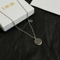 Vintage Brass Round Pendant Necklace