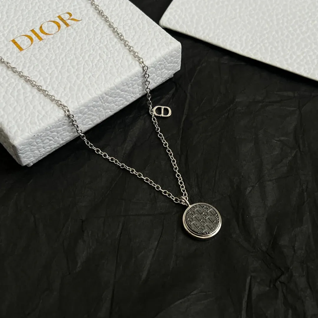 Vintage Brass Round Pendant Necklace