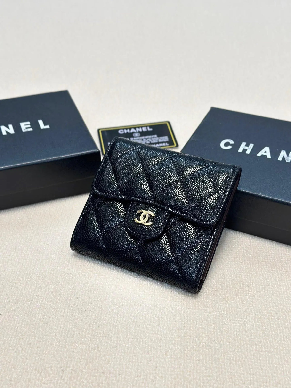 Black Quilted Mini Fold Wallet