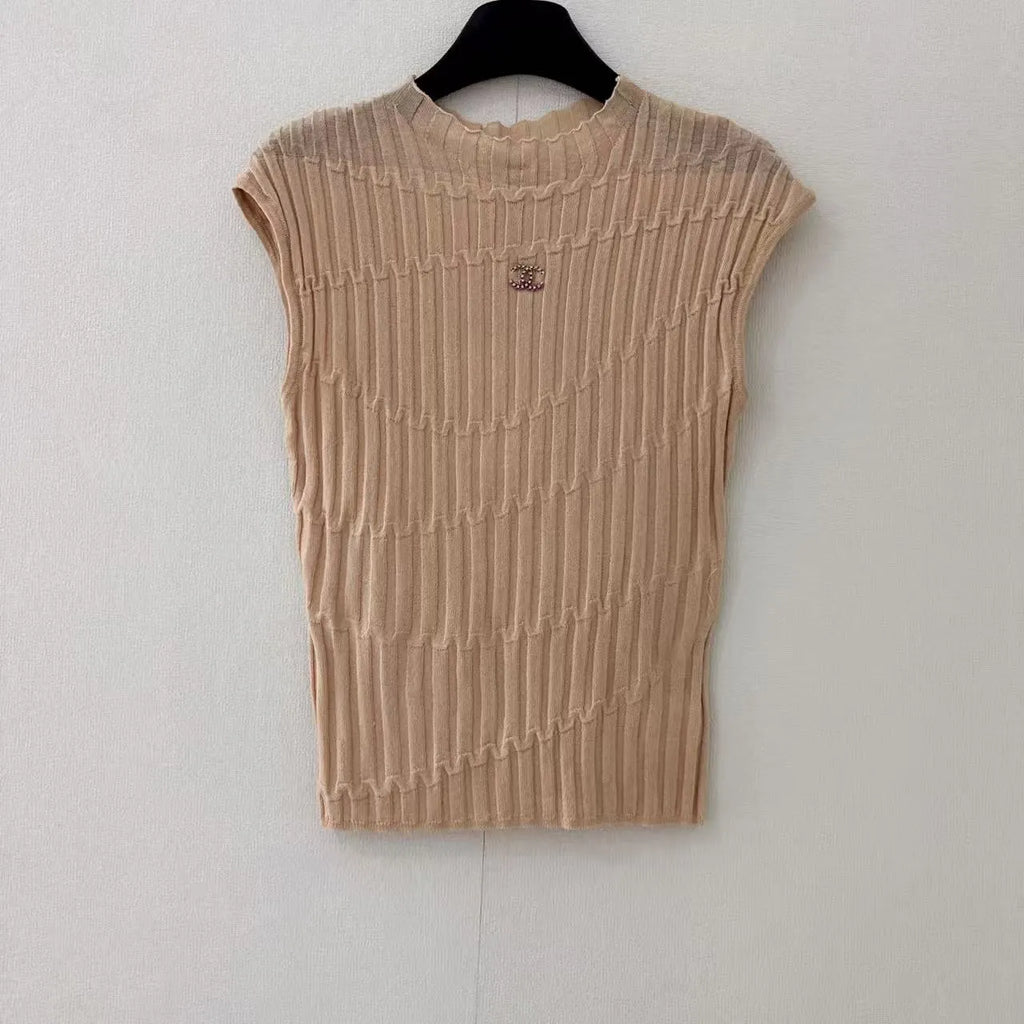 Mock Neck Ribbed Knit Top